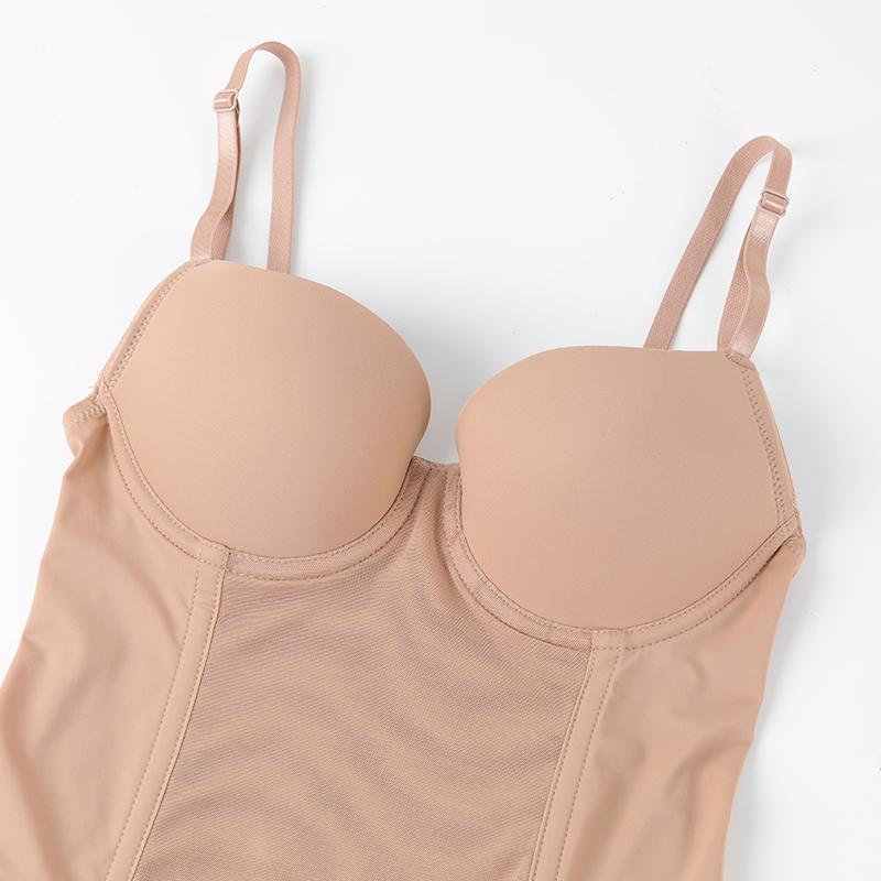 Women Seamless Thong Shapewear Tummy Control Waist Trainer Body Sculpting Shaper Invisible Slimming Underwear with Padded Bra