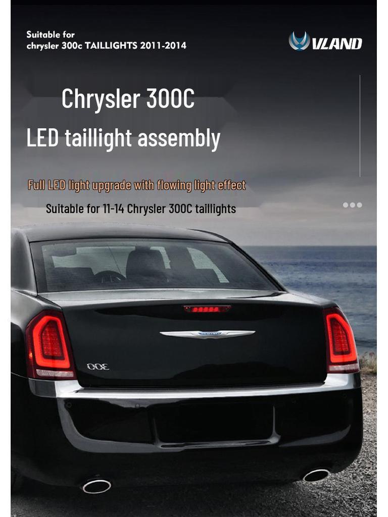 LED Taillight Assembly with Flowing Turn Signal for 11-14 Chrysler 300C
