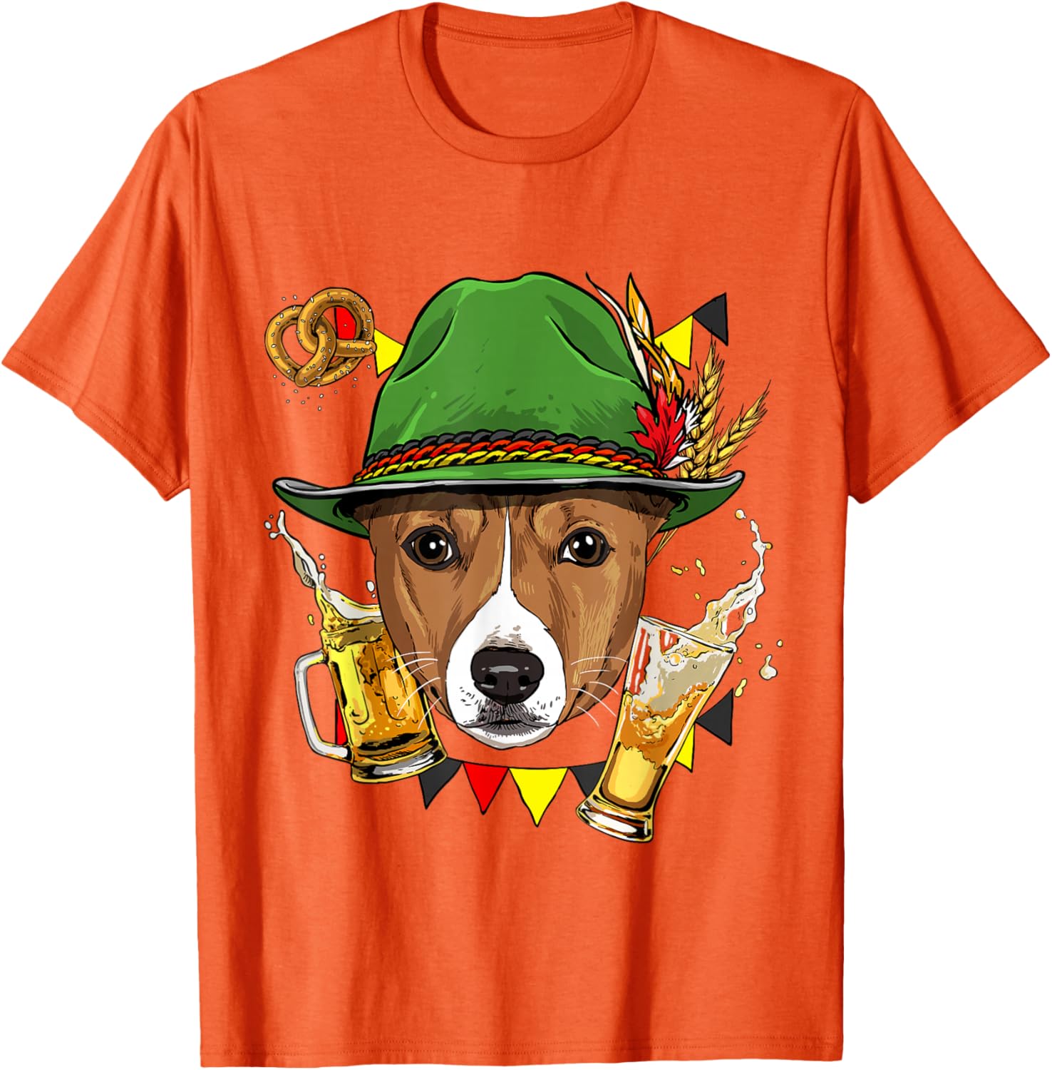 

Basenji Dog Oktoberfest Beer Festival German Graphic Tee Breathable Short Sleeve Top 4XL