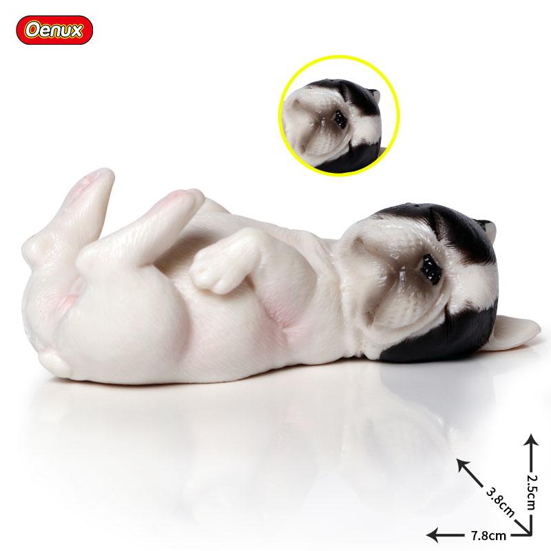 Oenux Lovely French Bulldog Animals Cute Puppy Sleep Lazy Dog Action Figures Model Figurine PVC Home Decoration Education Toy