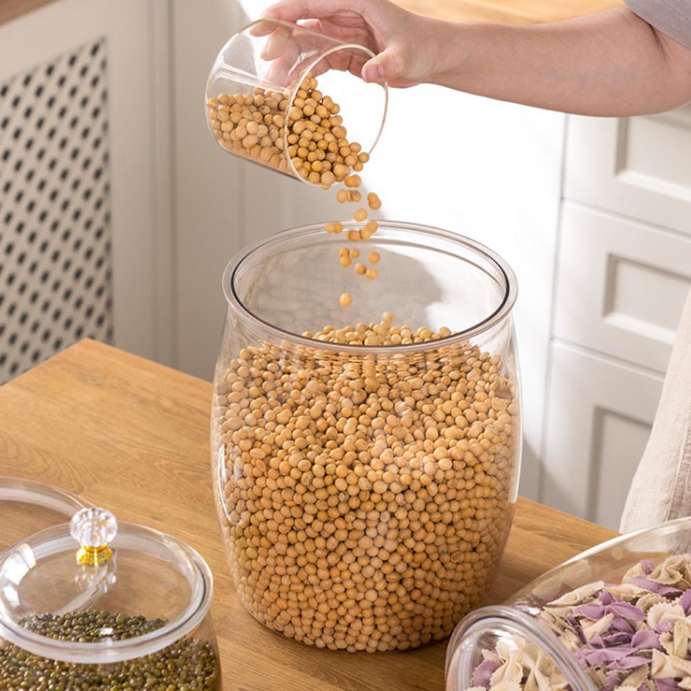 Multifunctional Storage Jar With Lid Plastic Transparent Storage Box Sealed Cereals Jar Flour Rice Nuts Beans Dry Food Container