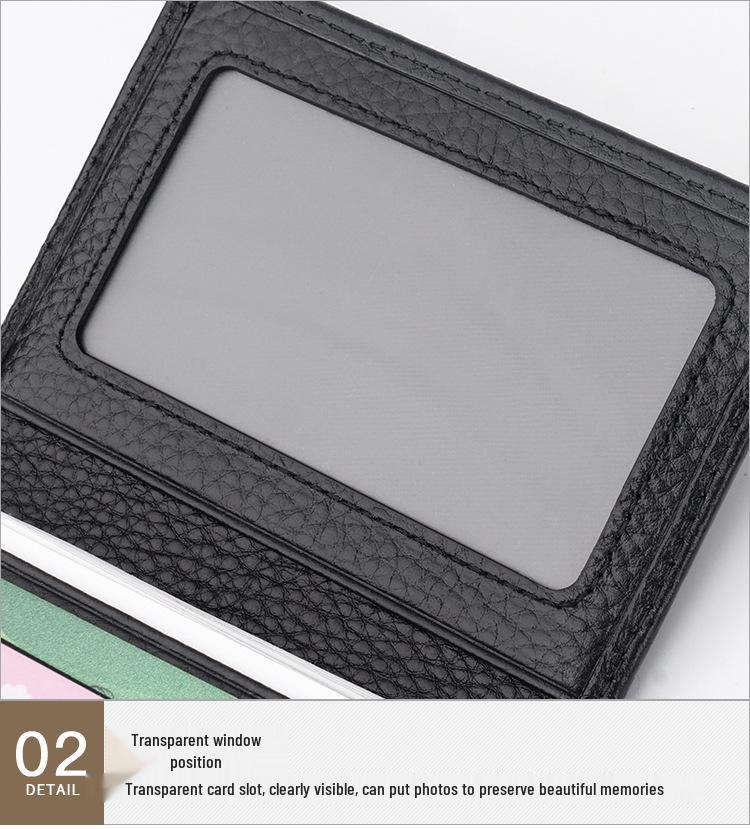 Genuine Leather Multi-Function Card Holder with Photo Slot