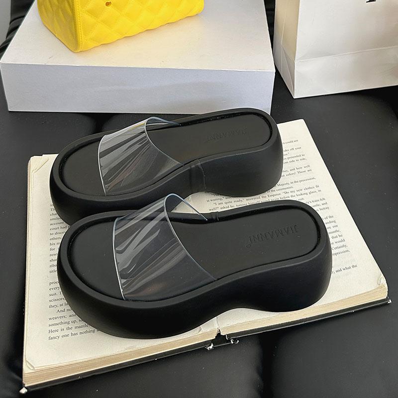 Fashion Fashion Thick Soled Women Wedges Slippers Shoes Transparent Footwear Platform Ladies Wedges Slippers Shoes Female Slides Sandals