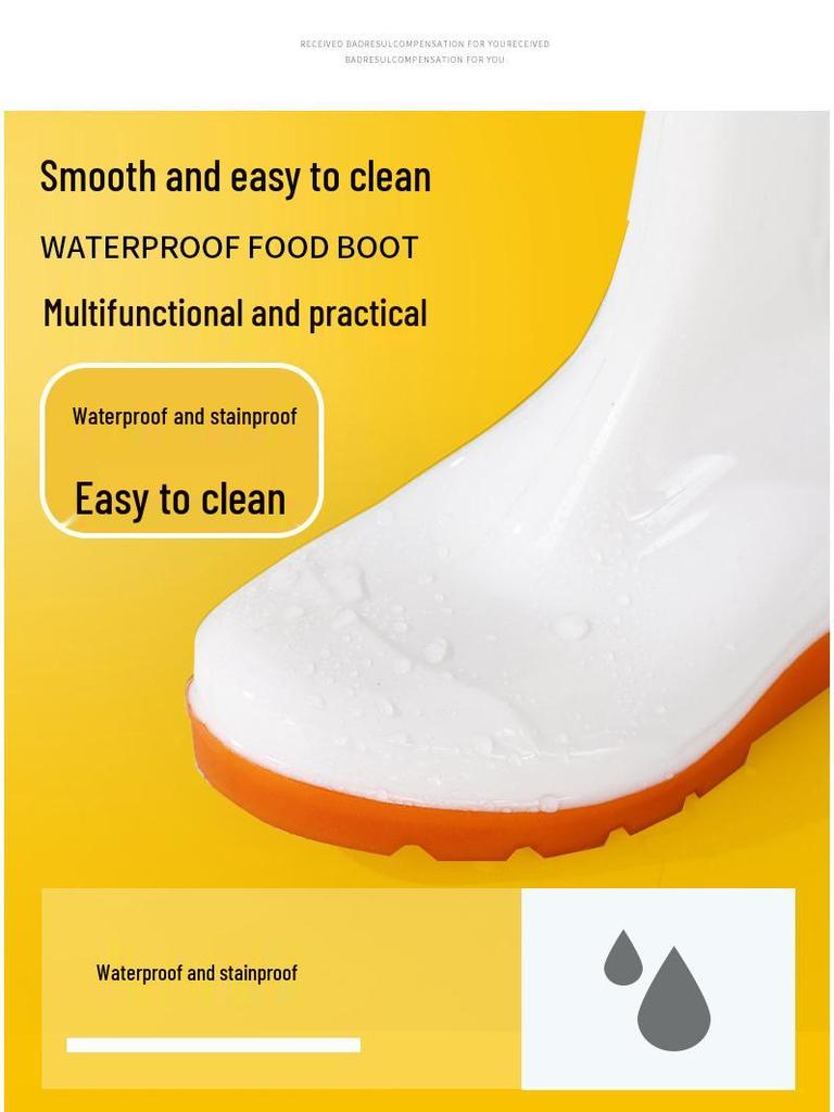 Military-Style Non-Slip White Rubber Boots for Men and Women - Thickened Wading Work Shoes