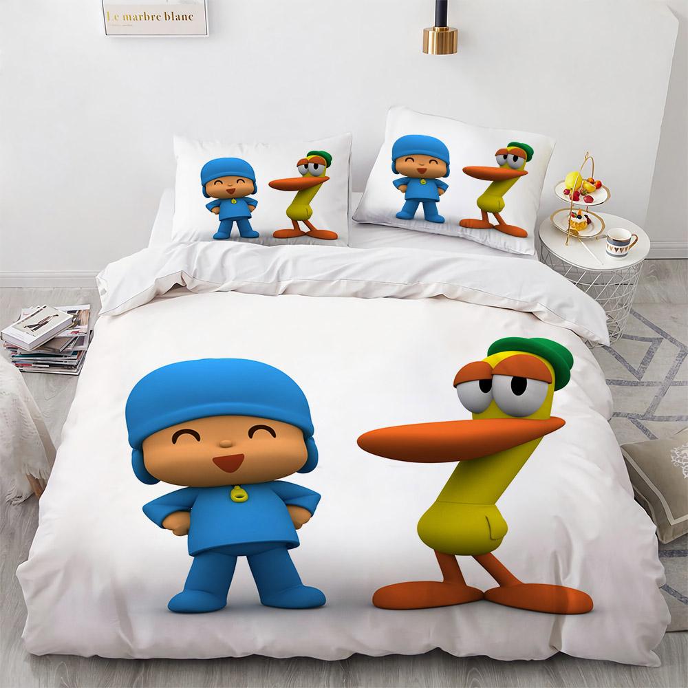 3D Print P-POCOYOS Kawaii Cartoon Bedding Set,Duvet Cover Bed Set Quilt Cover Pillowcase,King Queen Twin Size Boys Girls Adults