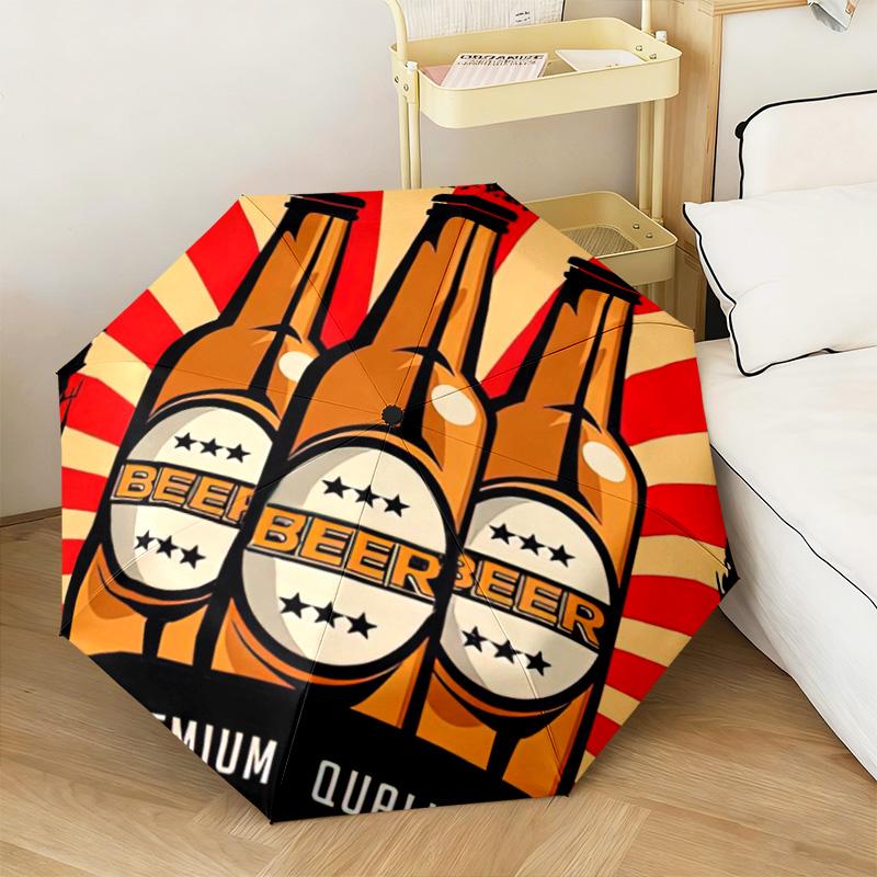 1PC Beer Automatic Umbrella - Suitable Travel Outdoor Portable Umbrella Birthday Gift Daily Essentials