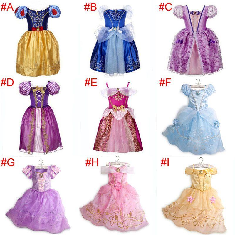 Elegant Kids Girls Princess Fancy Dress For Rapunzel Belle Cosplay