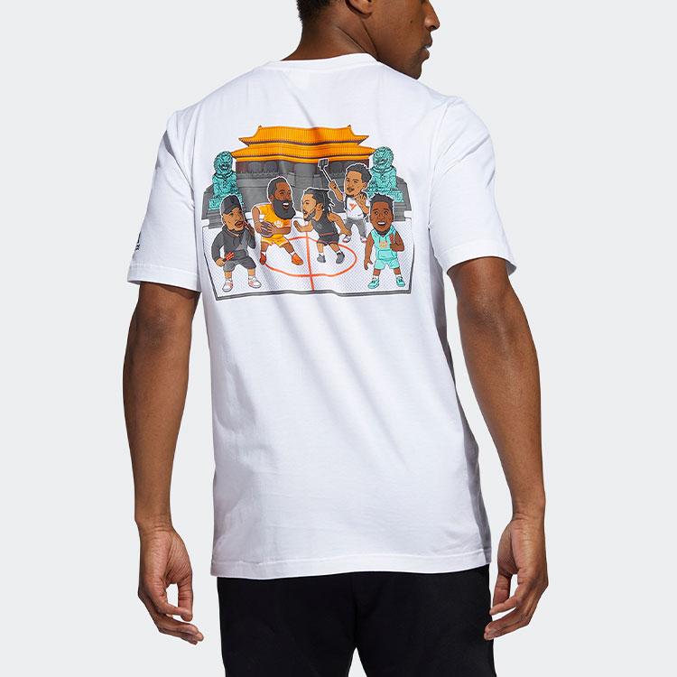 adidas T Shirts Men's White Crew Neck Moderate Straight Fit GU6287