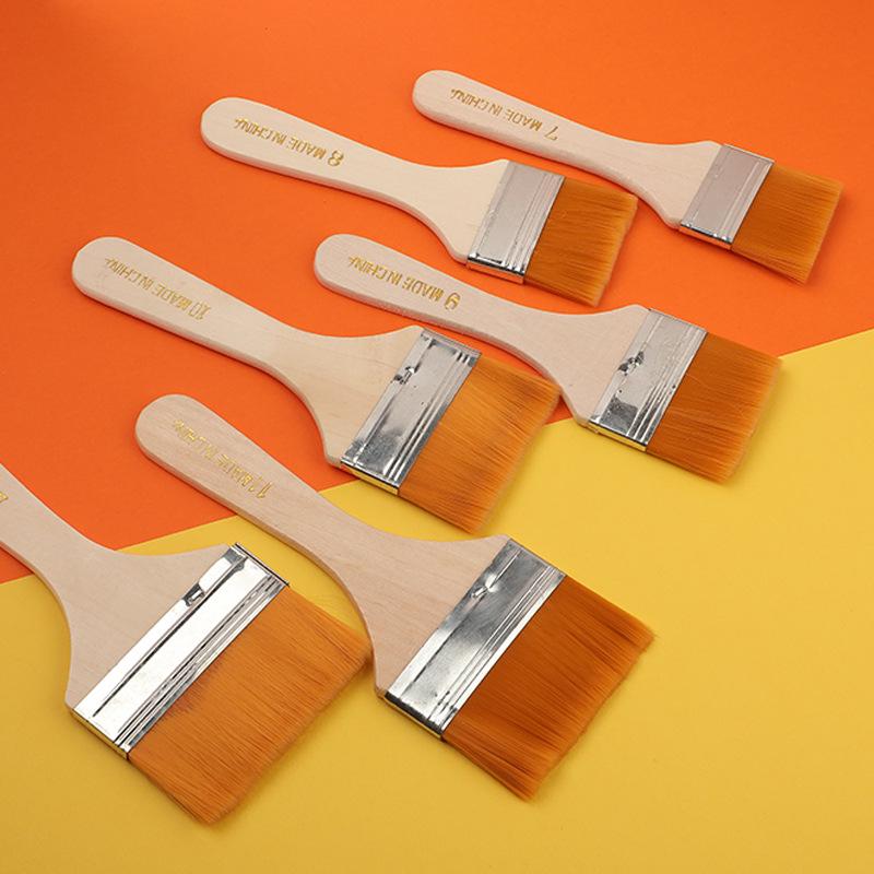 Yellow Nylon Bristle Small Brush Set for Oil Painting