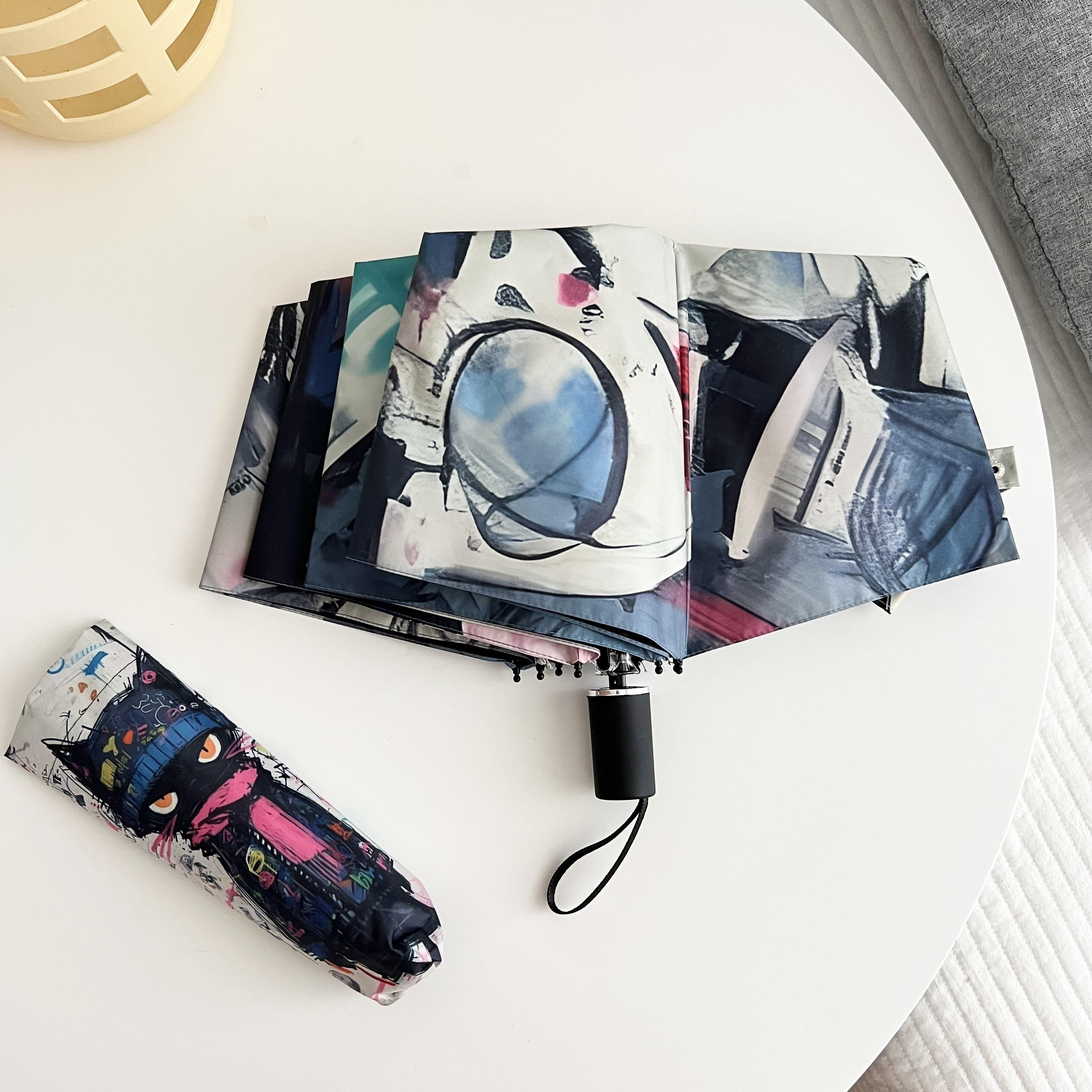 

Зонт Модный Крутой Кот Виниловый Складной Зонт Солнцезащитный Зонт Дождевой Двойного Назначения Студенческий Защита от Солнца УФ Солнечный зонт