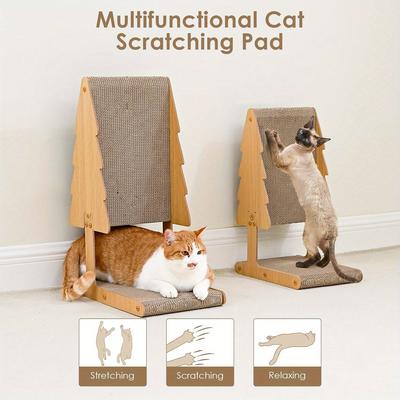 Noel Ağacı Eğimli Dikey Aşınmaya Dayanıklı Kedi Yuvası Entegre Çizilmeye Dayanıklı Oluklu Kedi Tırmalama Tahtası Kedi Oyuncağı