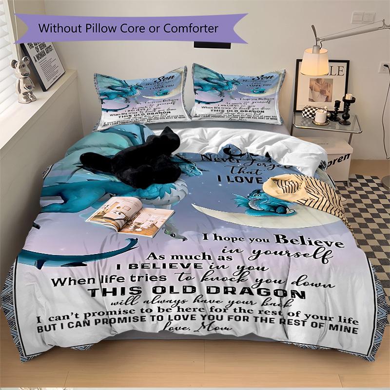 3pcs Inspirational Quote Duvet Cover Set, Cover For Bedroom Guest Room (1 Duvet Cover + 2 Pillowcase, Without Quilt),  yy250922150