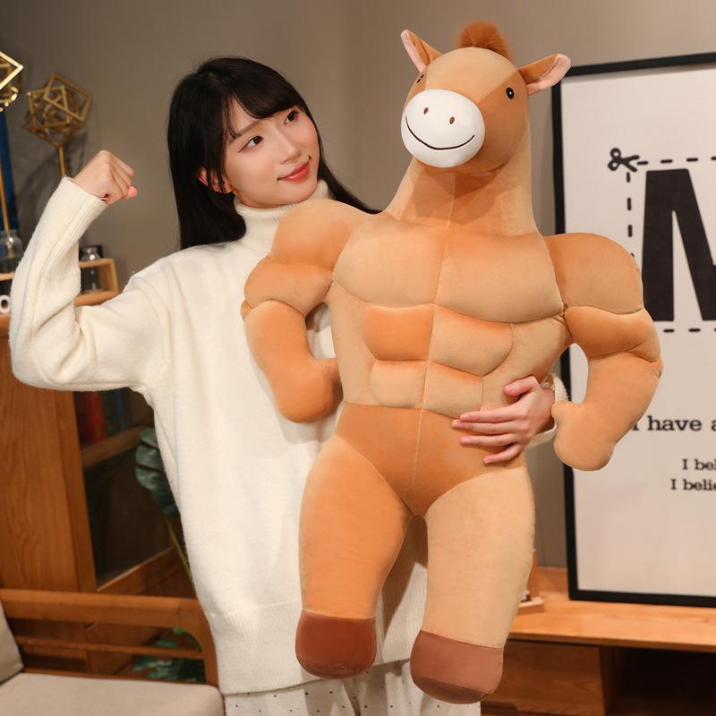 Year of the Horse Muscle Plush Toy - Fun Hug Pillow and Gift for Boyfriend or Girlfriend