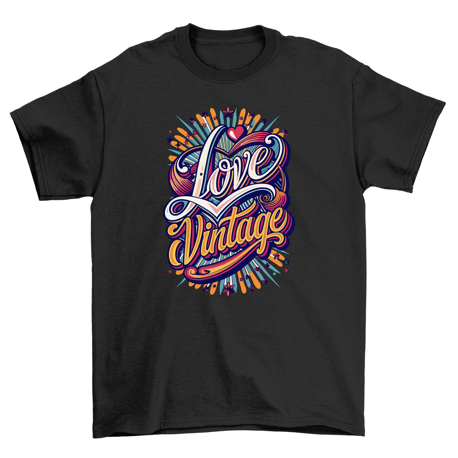 

Retro_50 Vintage Love T-Shirt Mens Womens Tees Top - Fashionably Nostalgic! Funny Unisex Shirt, Print 2XL