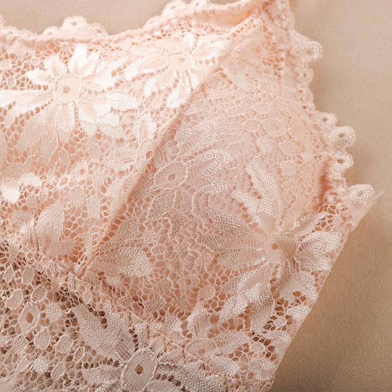 Lace Flower Beautiful Back Bra Wrap Chest Tube Top Padded Anti-exposure Bras Ladies Girls V-neck Camisole Bra