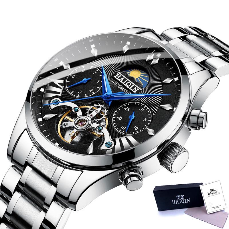 BINLUN Orologio Meccanico Automatico Uomo, Cassa In Acciaio 316L, Vetro Zaffiro, Quadrante Con Strass, Impermeabile 50m, Regalo