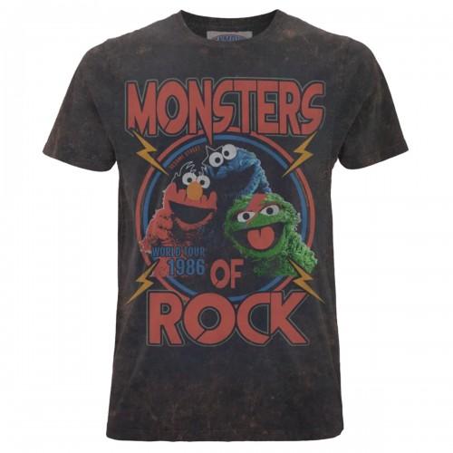 Sesame Street Unisex Adult Monsters Of Rock Washed T-Shirt