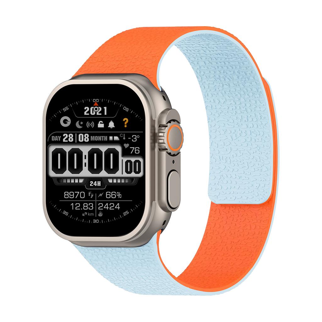 Magnetic Sport Strap For Apple Watch Ultra 3/2 49mm 38 40 41 44 45 46mm Litchi Pattern Silicone Band For Iwatch S11 10 9 8 7 SE3