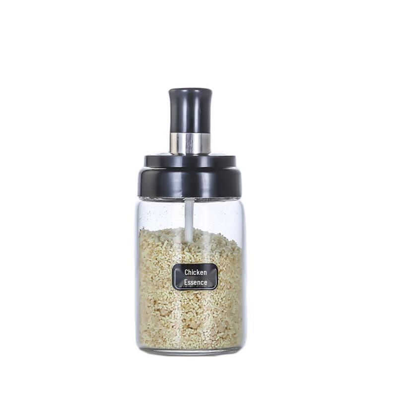 ZISIZ Szklany zestaw pojemników na przyprawy (Pokrywka ze łyżką i pędzelkiem, 2 sztuki)