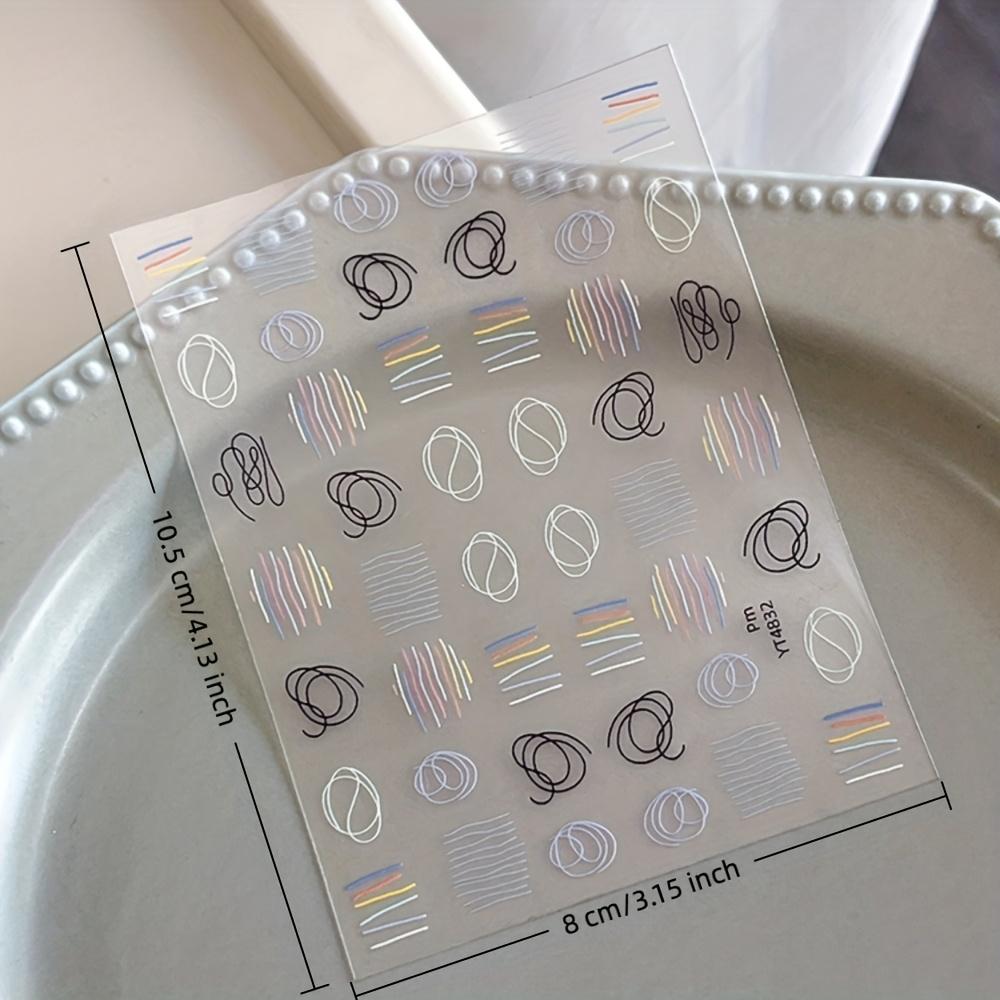1pc Abstract Geometric Nail Art Stickers - Self-Adhesive Resin Nail Decals with Pastel & Vibrant Lines, Glossy Finish for DIY Manicure & Pedicure
