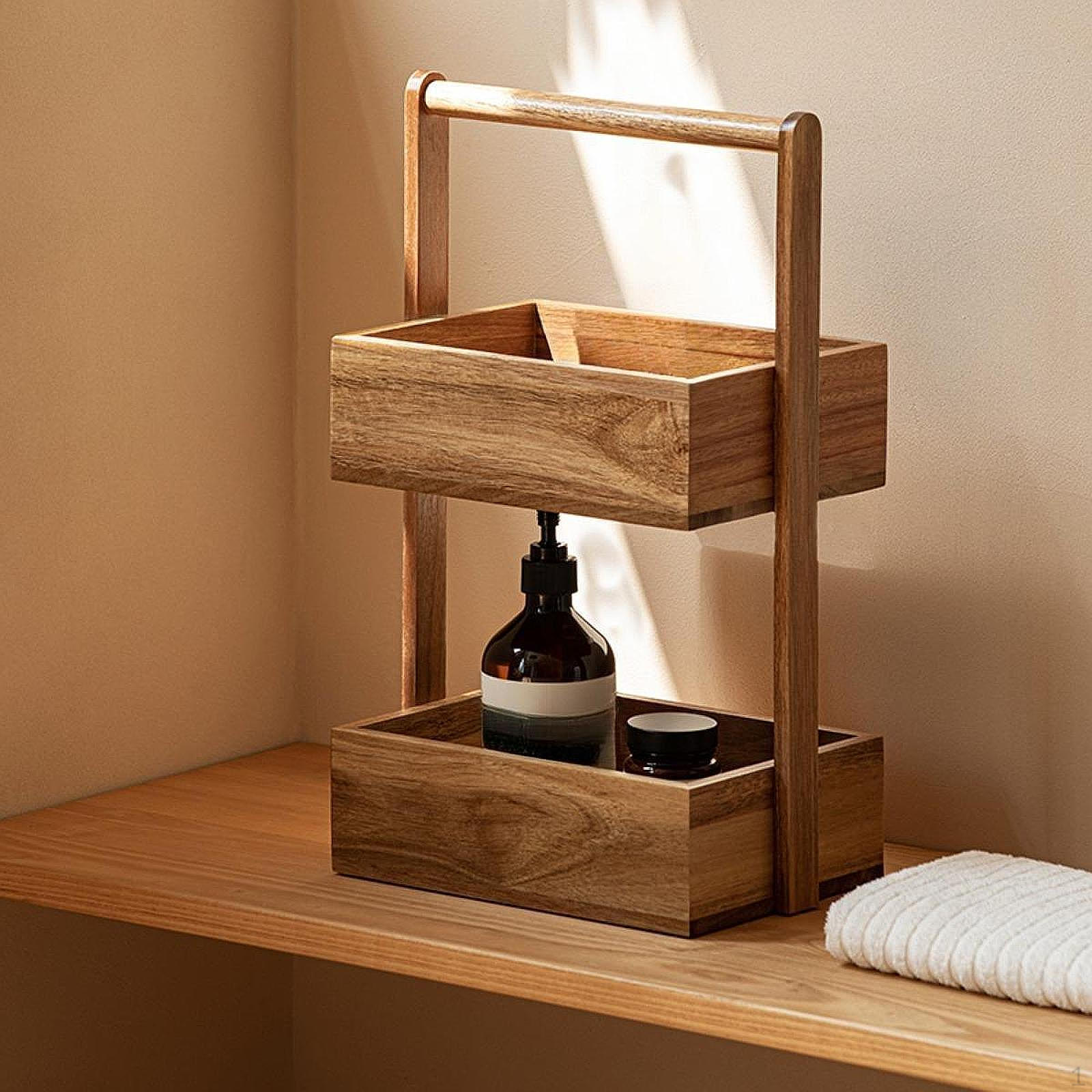 

2-слойная корзина для фруктов, душевая кабина, модный ретро-дизайн, подставка для хранения поделок, подставка для хлеба Brown