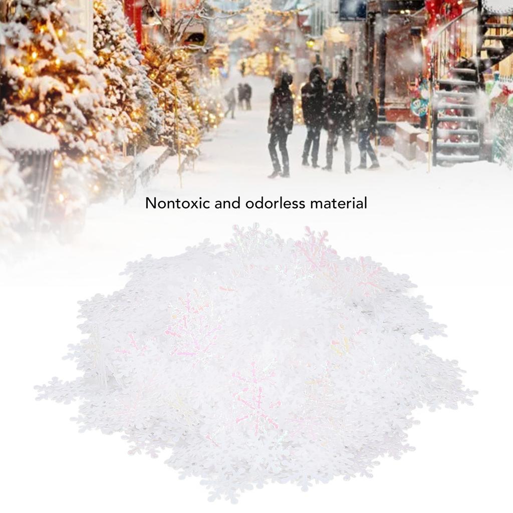 1000Pcs Snowflake Confetti 0.9in Vibrant Color Reusable Plastic Multi Purpose Christmas Confetti for Box Tree Vase
