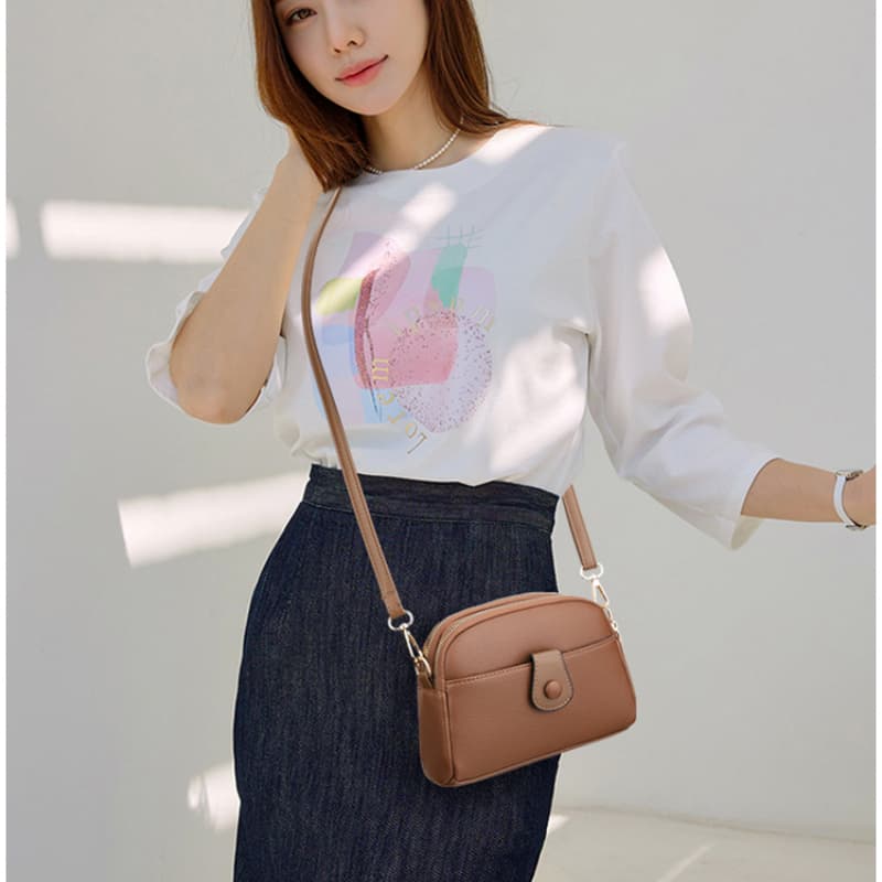 Niche cowhide texture mobile phone bag messenger bag