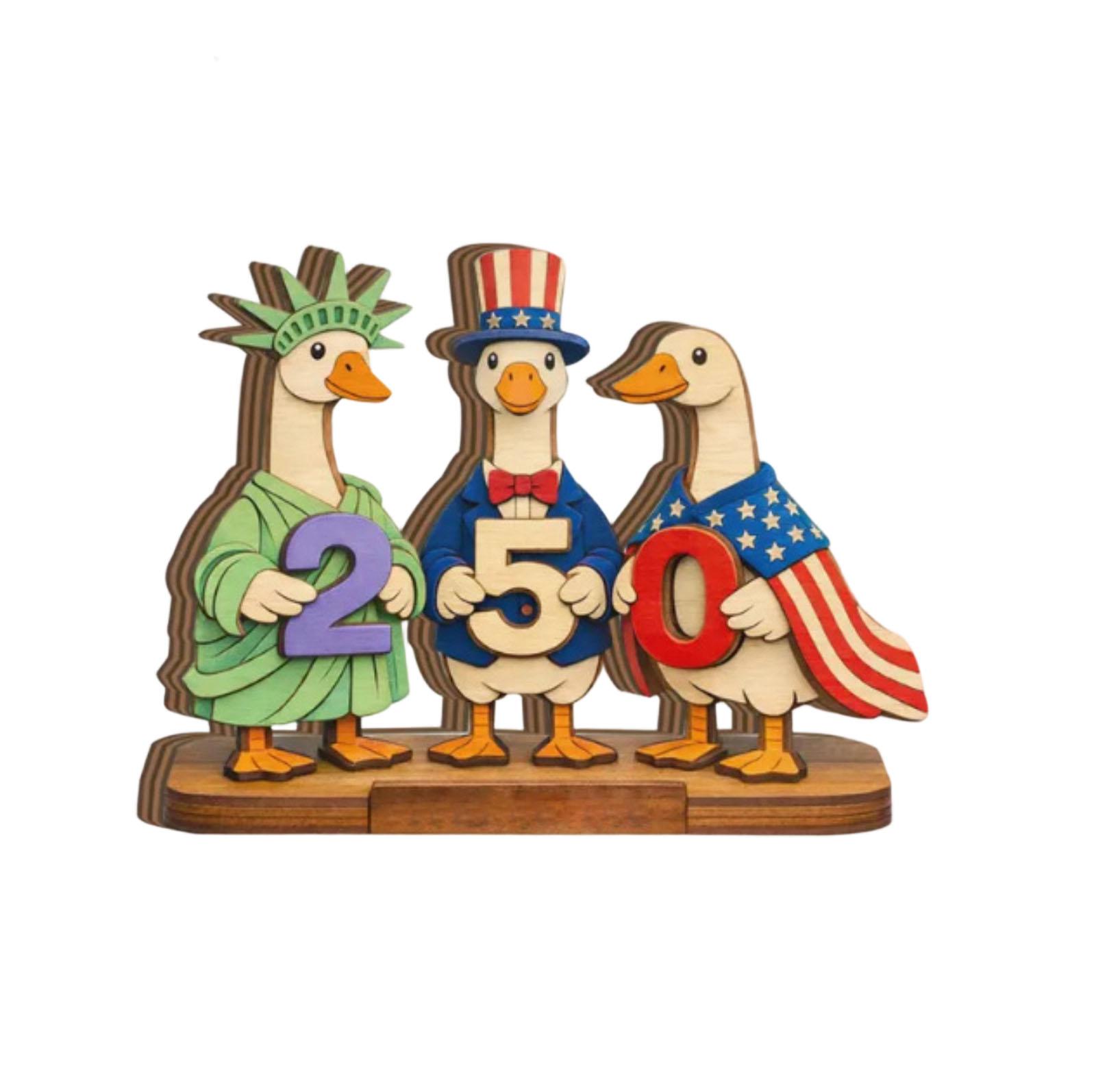 

2D American Independence Day 0th Anniversary Wooden Desktop Ornament One Size