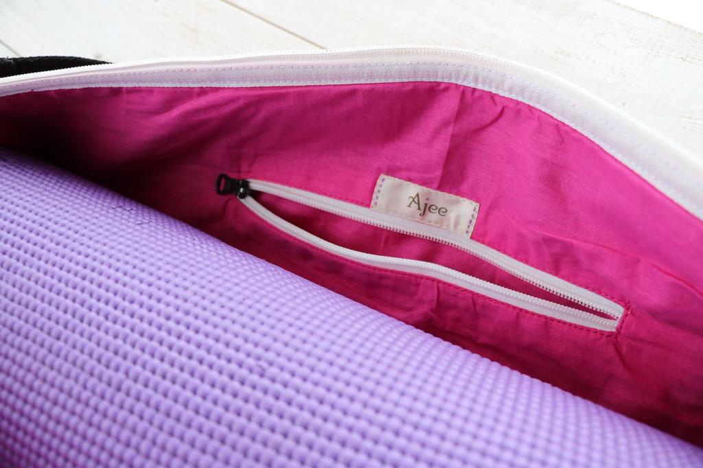 Yoga bag mat jute linen fabric Diamond pattern Pink Organic [Ajee] (yoga case) Hand-woven