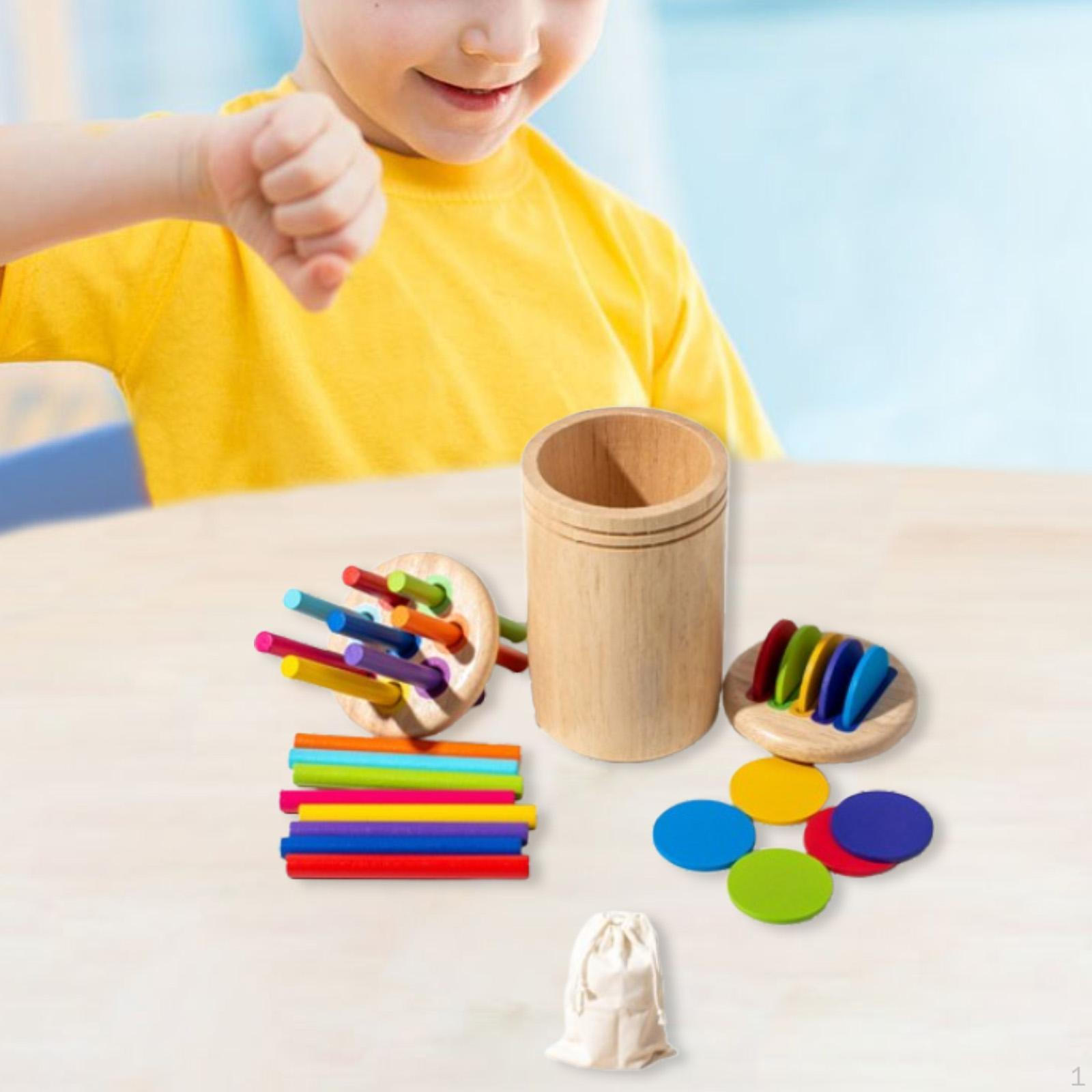 

Игрушки для развития мелкой моторики по цвету, Монтессори-дети, образовательная сортировка, сенсорика 16 Rods 10 Discs