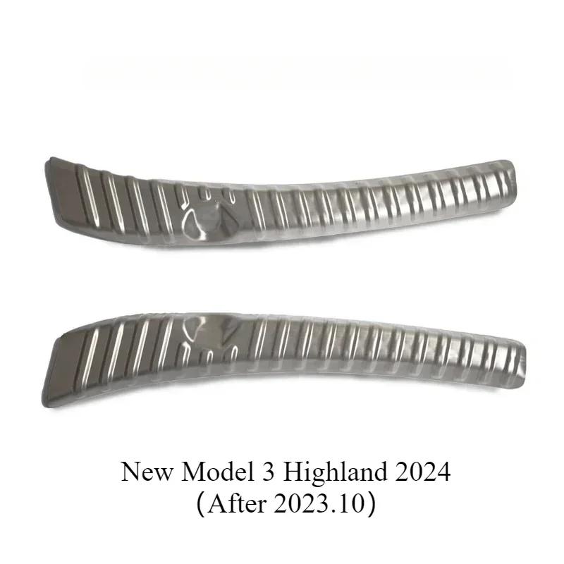 Rear Bumper Guard for Tesla Model Y Model 3 Highland Stainless Steel Rear Trunk Sill Guard Cover Car Rear Trunk Edge Protector 2024 New M3 Silver