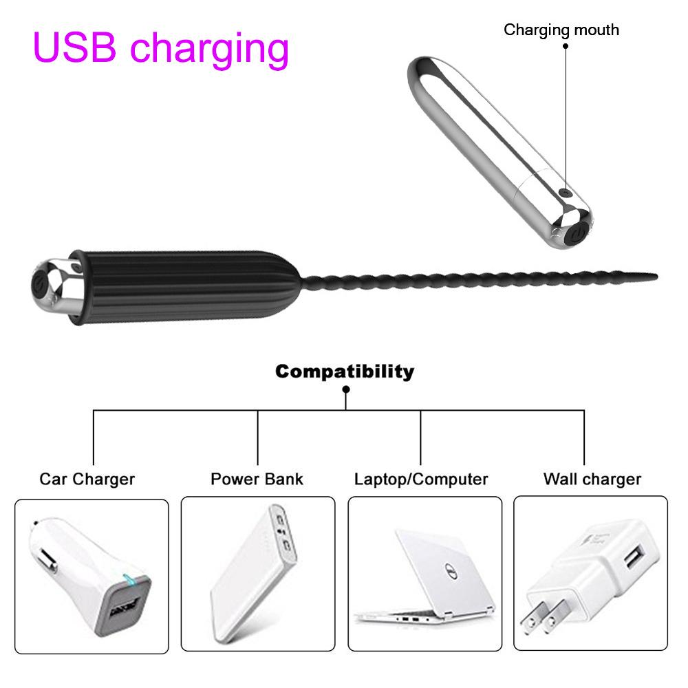 IKOKY Insertion Urethral Plug 10 Frequency Soft Urethral Sound Dilator Sex Toys for Man Penis Plug Catheter with Bullet Vibrator
