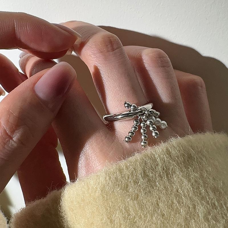 

Modern Copper Heart Shaped Tassel Ring For Women Adjustable And Versatile Fashion Statement