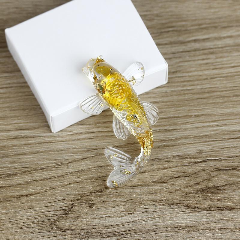 Fish Statue Natural Stone Healing Crystal Carved Animal Figurine Room Decor Reiki Mineral Gemstone Aquarium Decoration Gift