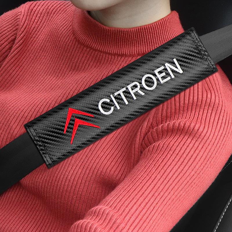Car Seat Safety Belt Soft Covers Shoulder Pad Badge Interior Accessories For Citroen C4 C3 C5 C5X e-C4 X e-C3 C-Elysee Berlingo aik256