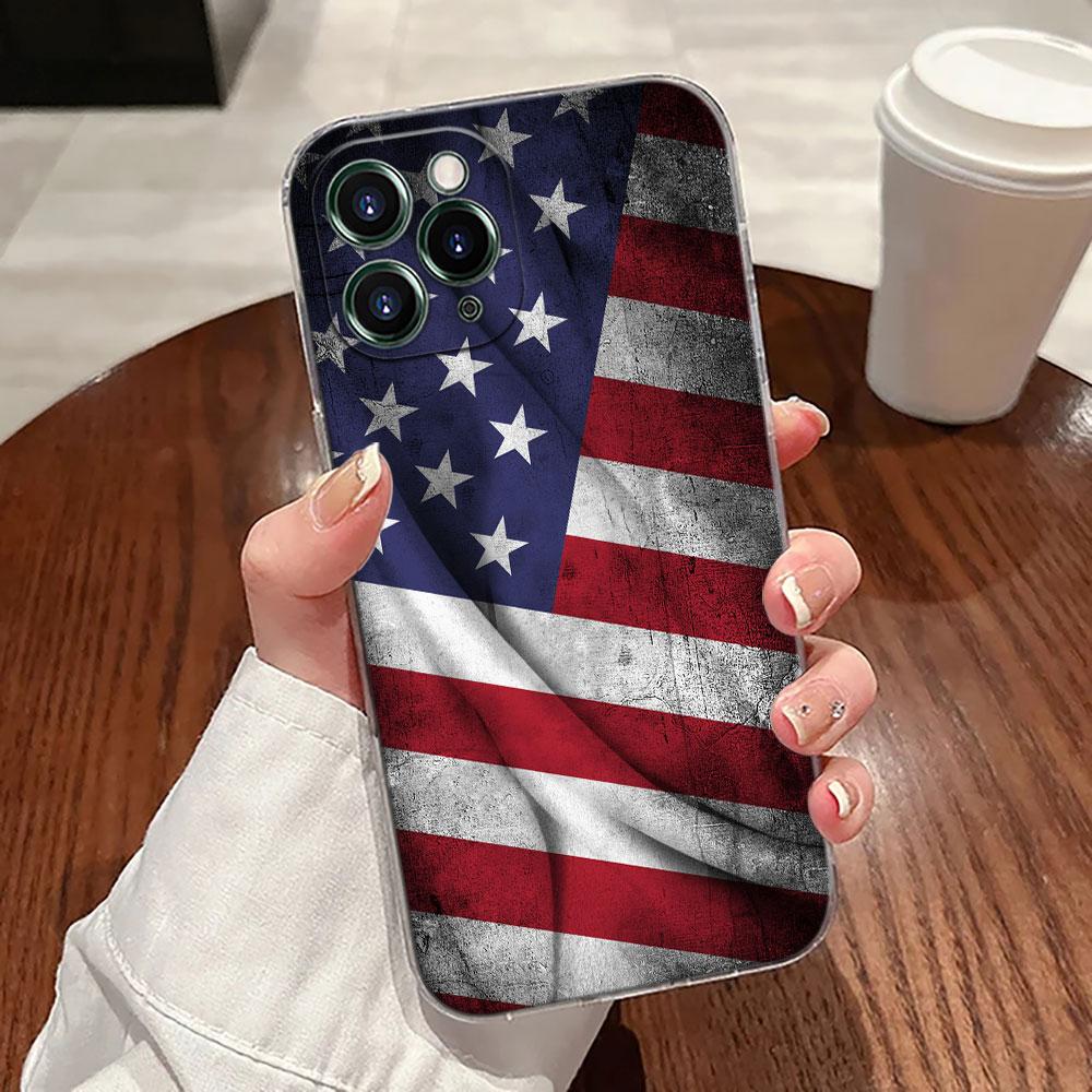 

American USA Flag Five-pointed Star Case For Apple iPhone 17 16 15 14 13 12 11 Pro Max 16 Plus 16E 17Air 17Pro Phone Cover Funda iPhone 11 Pro
