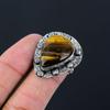 Natural Iron Tiger Eye Gemstone 925 Silver Multi Stone Ring Size 9 For Women
