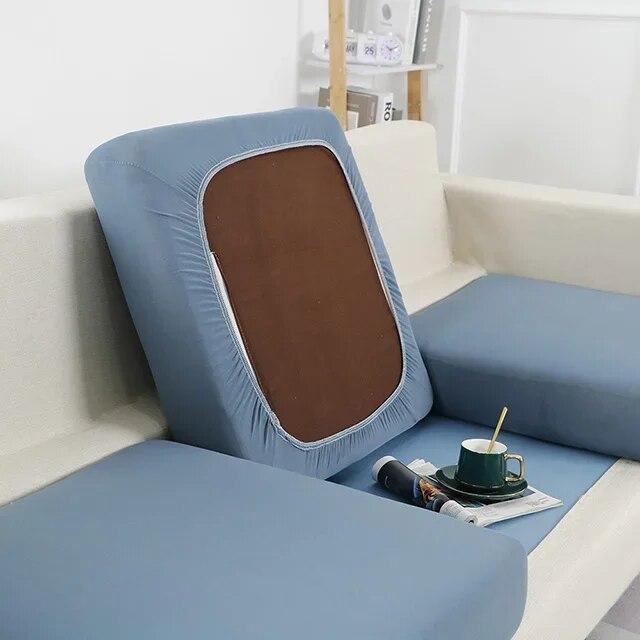 Einfarbiger Sofa-Sitzkissenbezug, Stretch-Spandex-Sofa-Schonbezüge, L-förmiger Ecksofa-Bezug für Wohnzimmer, Zuhause, Haustiere