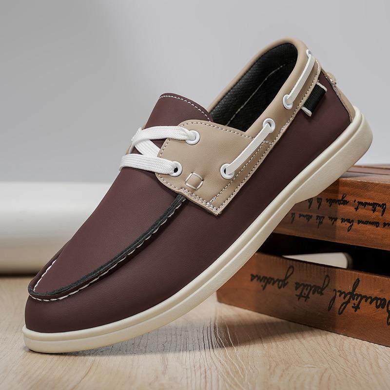 Fashion Non Slip Men Casual Leather Shoes Loafers 2025 New Round-toe Comfortable Flats Driving Shoes Vintage Shoes for Men Zapatos 39-46
