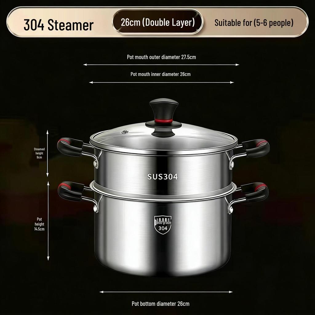 316L Stainless Steel Soup Pot with Handles - Non-Stick for Steaming, Cooking, and Stewing On Induction Cookers