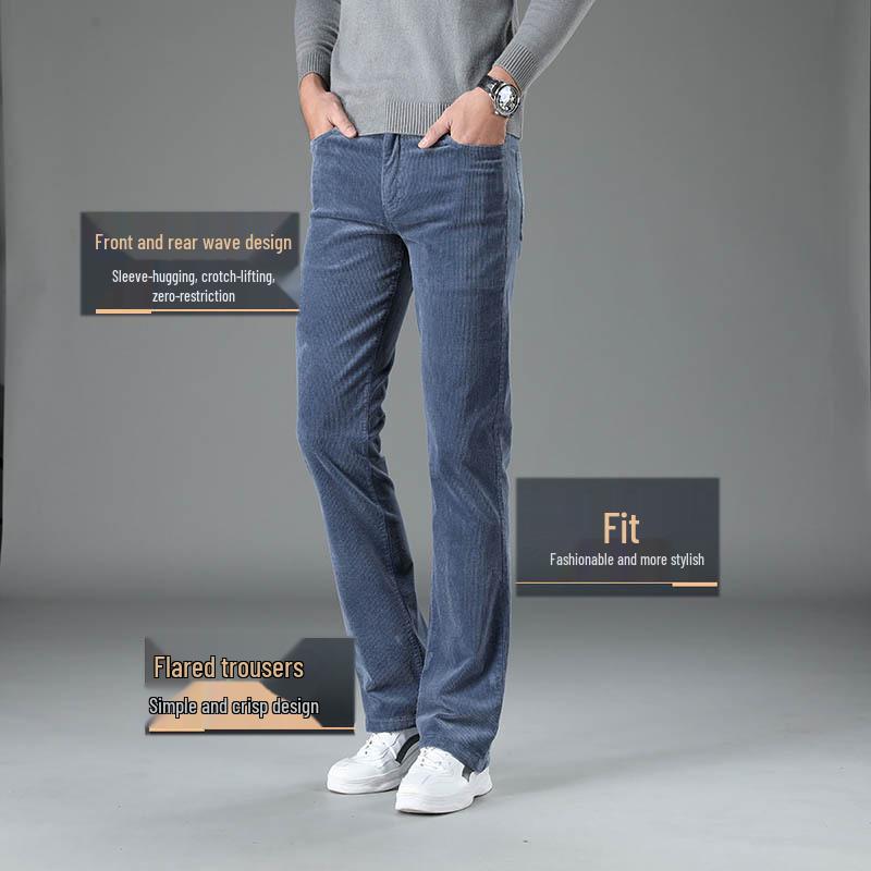 Men's Spring & Autumn Flared Corduroy Pants – Korean Style, Stretch Slim Fit