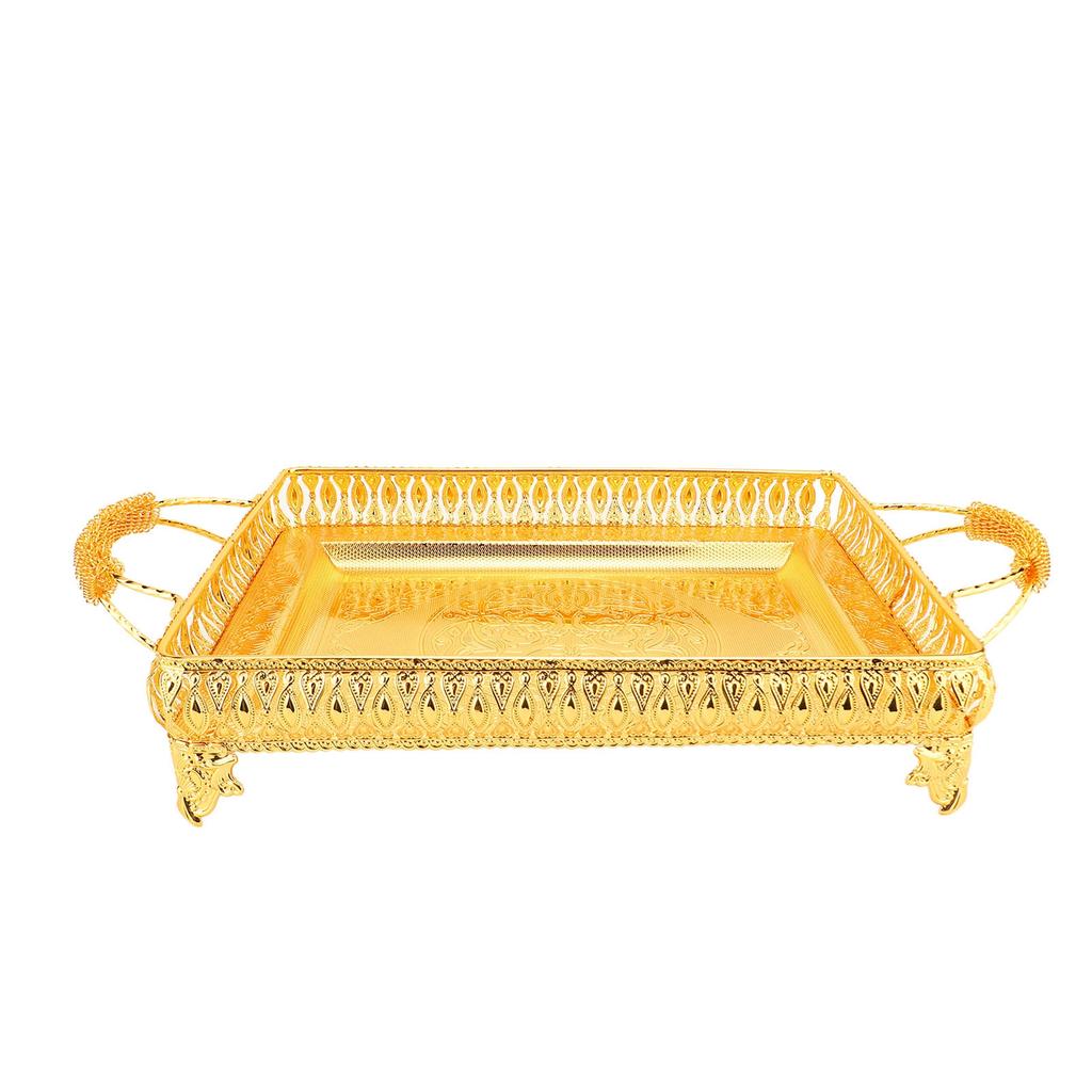 Metal Serving Tray for Food Snack Fruit European Style Rectangle Party Decorative Platter Gold