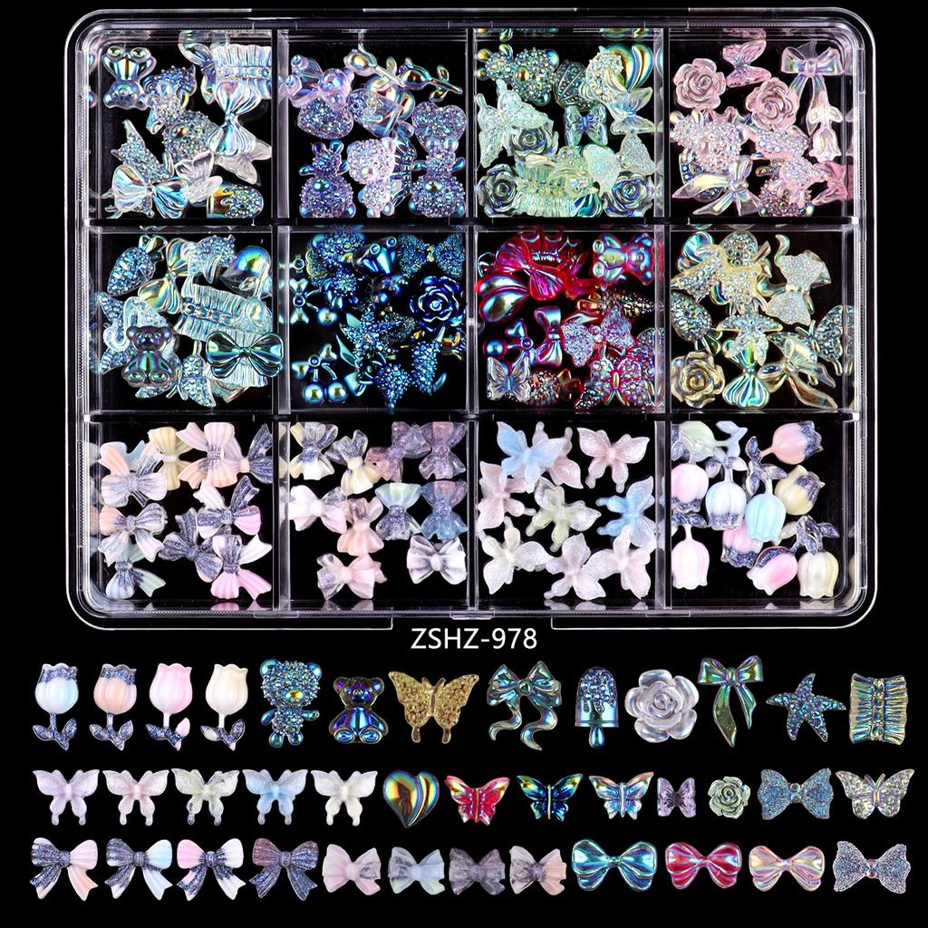 Nail Art Accessories Resin Simulation Biscuits Ice Cream Cute Cartoon Three-Dimensional Nail Accessories Mixed Bows