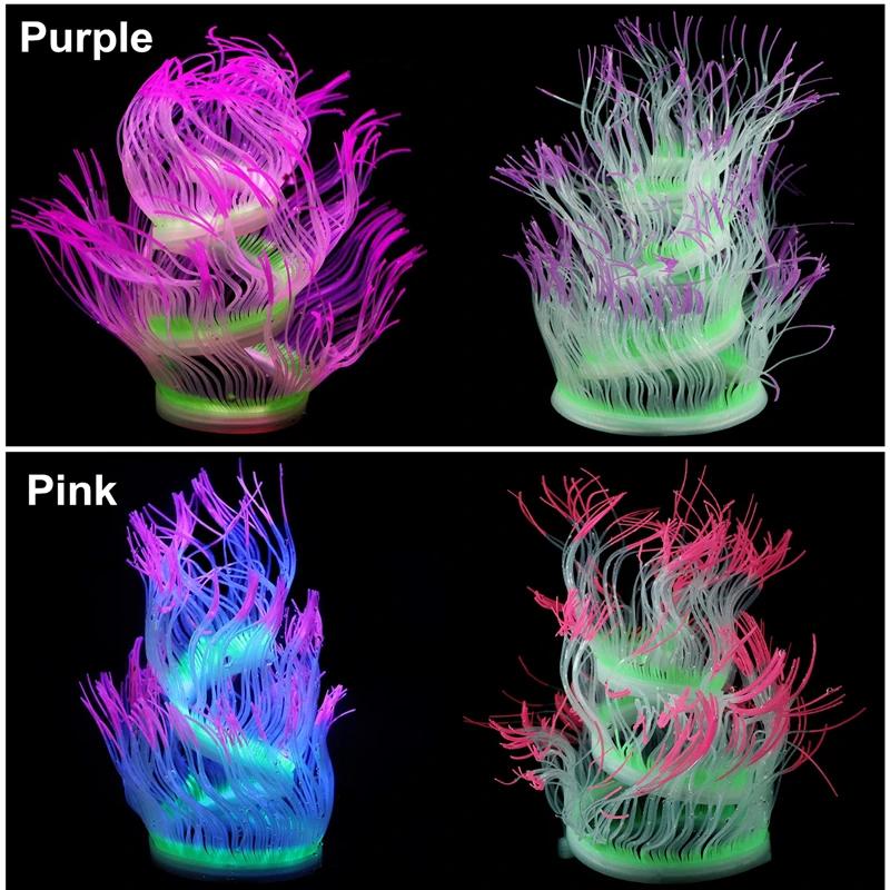 New Flexible Style Silicone Aquarium Coral Anemone Decoration Artificial Fish Tank Sea Anemone Ornament Glowing In Light