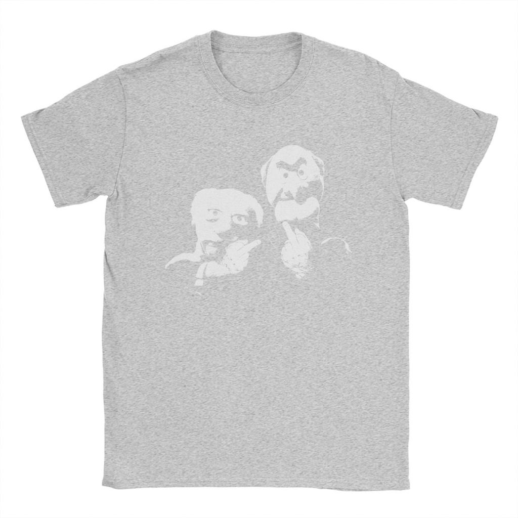 Statler And Waldorf Middle Finger Men's T Shirts Fun Tees Short Sleeve Crew Neck T-Shirt Pure Cotton Gift Idea Clothing