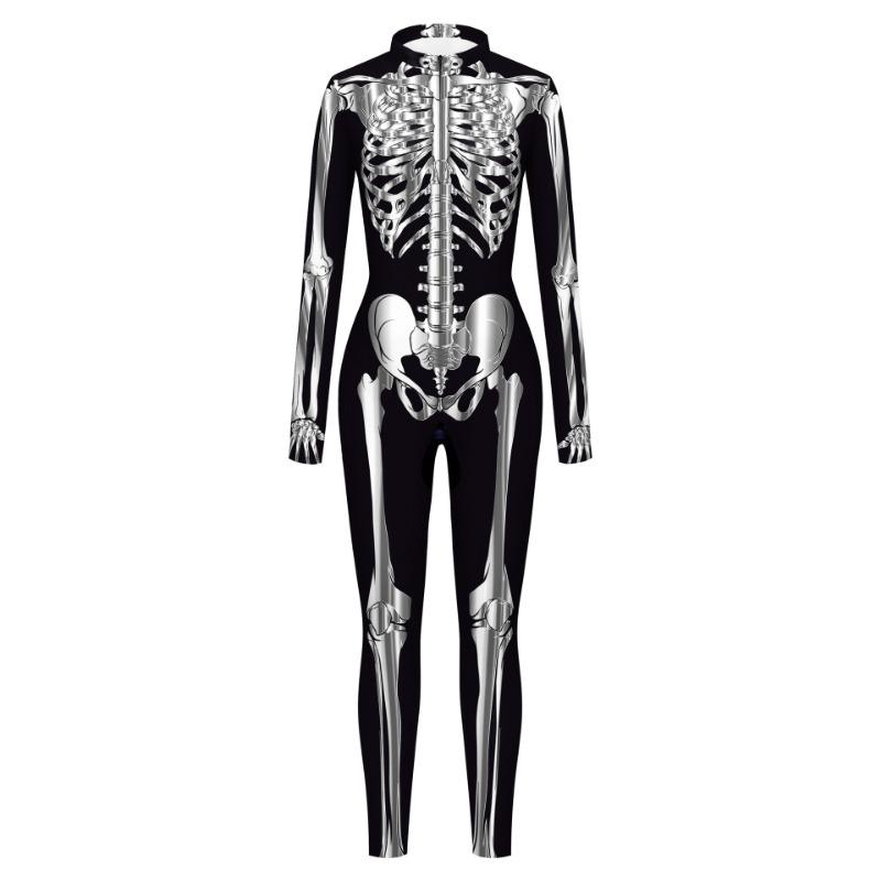 Halloween Women's Tights Human Phnom Penh Skeleton Digital Printing Onesie Women