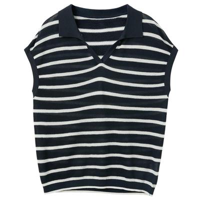 Women's Striped Lyocell Knit Polo Shirt