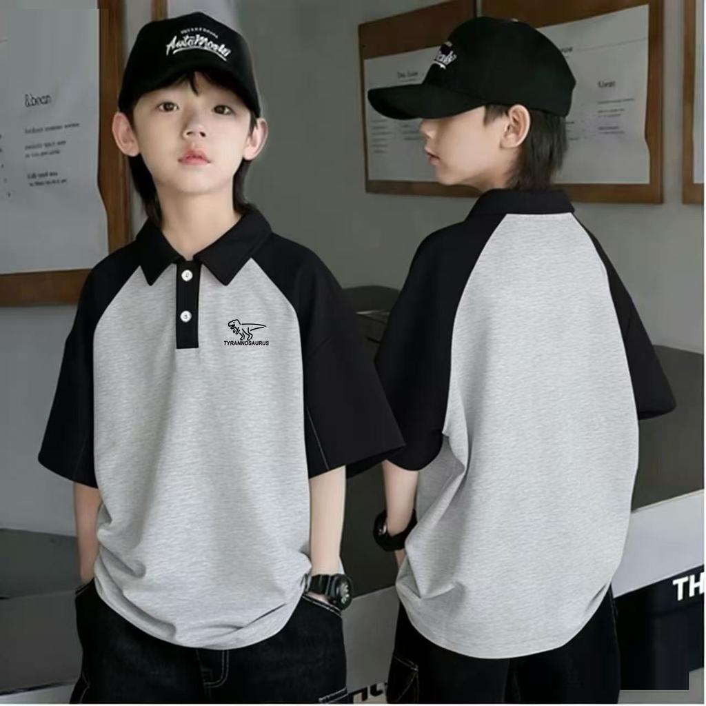Boys Summer Cotton Polo Shirt Short Sleeve Cartoon Collar Top Cool Kids T Shirt