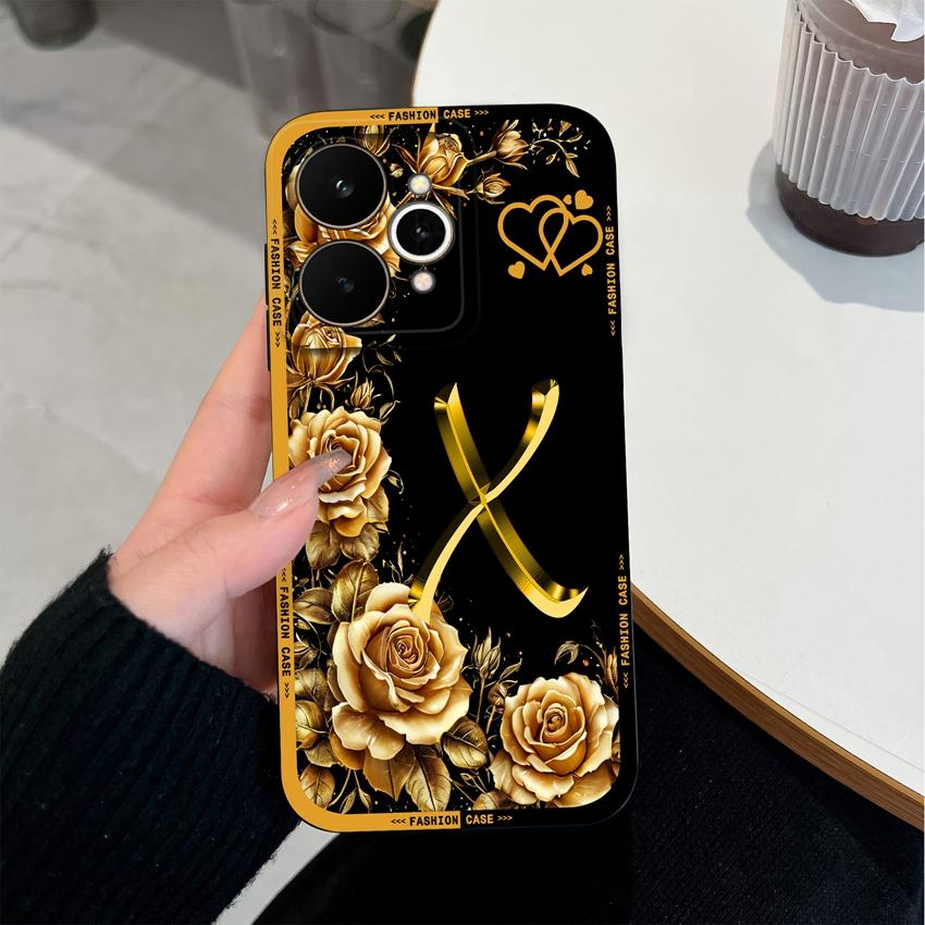 

Протиударний силіконовий чохол для Realme 15 14 13 12 Pro 15T 15X 14T 14X 12X Чохол для телефону З гарним візерунком з троянд та літер Протиковзка задня кришка для корпусу Realme Realme 12 Lite 4G