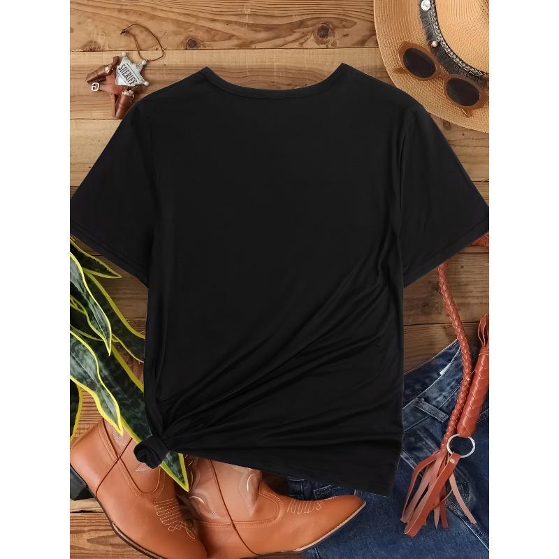 Women's Turquoise "STRONGER Than The Storm" Graphic T-Shirt - Elegant Round Neck Short Sleeve, Breathable Polyester,